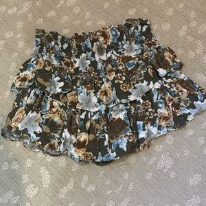 Mustard Seeds S Ruffle Skort - Green and Brown